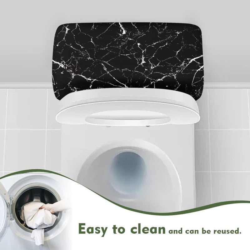 Tesivruno Marble Print Toilet Tank Lid Cover Elastic Dust-Proof Toilets Top Cover Stains Resistant Toilet Tank Cover Protector for Bathroom Decor, 1 Piece Only,White - Image 4